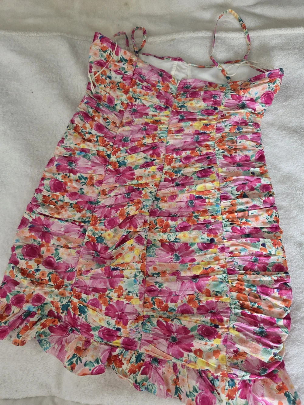 ZARA Floral Ruched Mini Dress - Picture 5 of 9